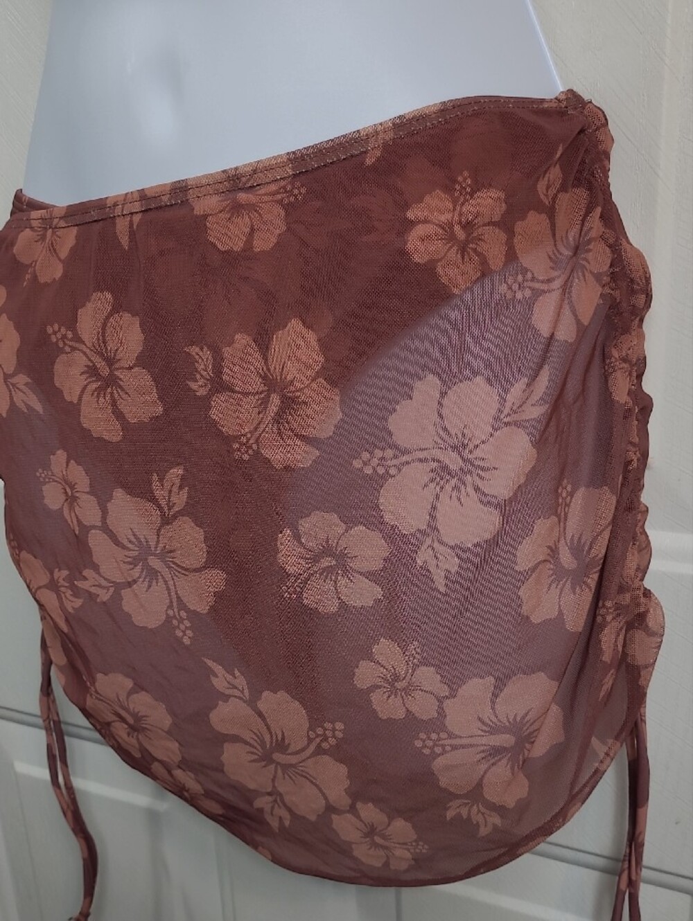 Floral Brown One-Piece Swimsuit - Halter Style - Picture 3 of 10